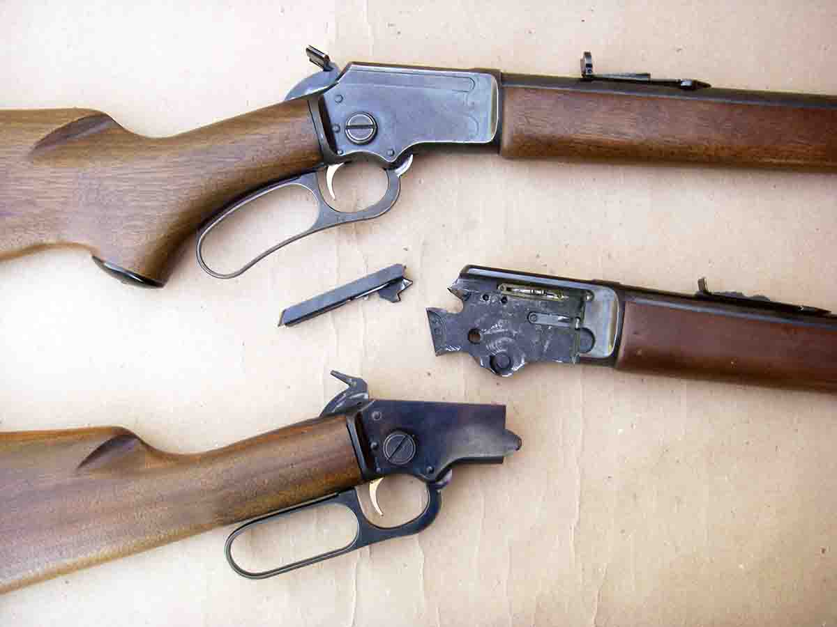 The Marlin Model 39A (top) and Model 39M feature take-down receivers and are essentially the same rifle as the Marlin Model 1891, which makes them the longest produced rifle in the world.